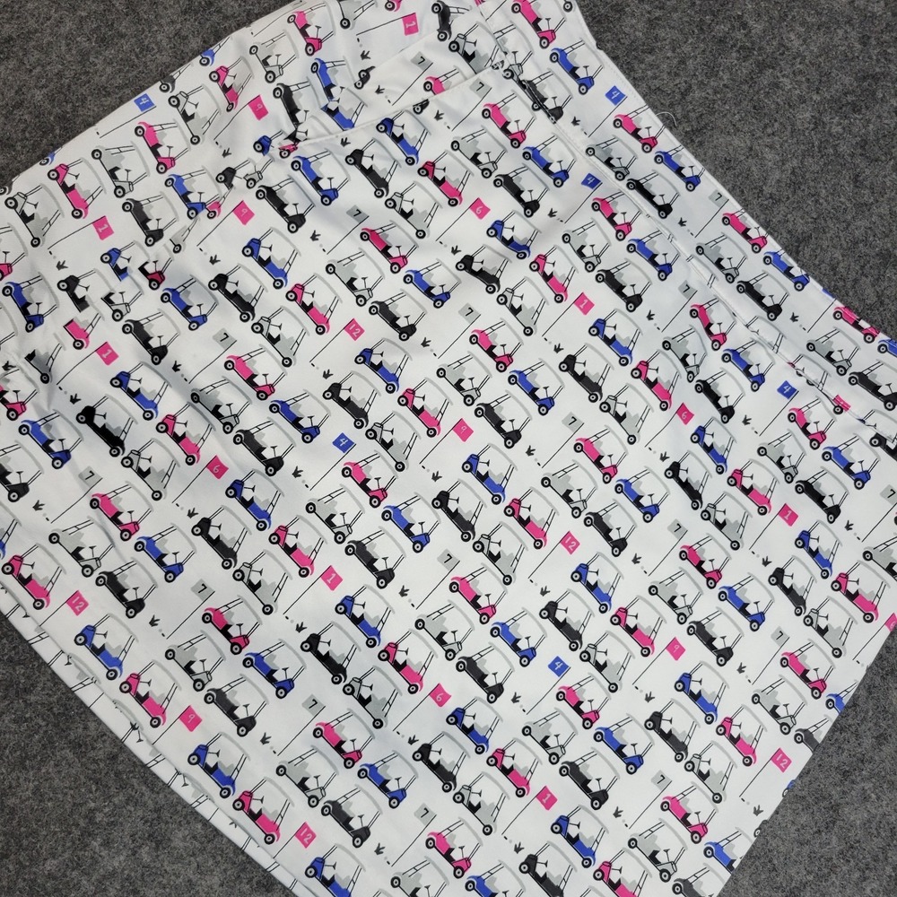 Izod Golf Skirt Womens 10 Multi Cart Print Stretch Slash Pocket Side Zip Outdoor